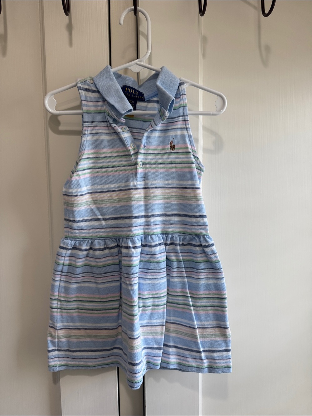 Polo by Ralph Lauren Light Blue Striped Sleeveless Polo Dress
